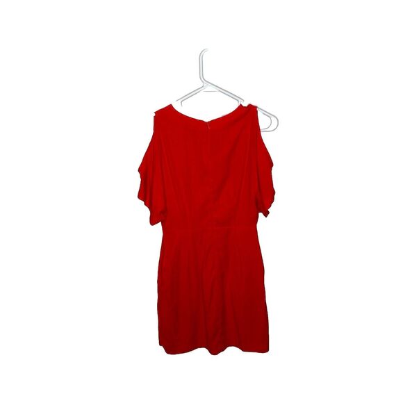 Lush V Neck  Red Short Cold Shoulder Dress Pockets Size Small Womens - Picture 5 of 7